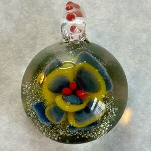 Lampwork flower glass pendant handmade